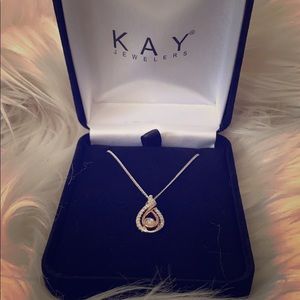 InterWoven 10k Rose/SV Diamond 1/8 TDW Necklace